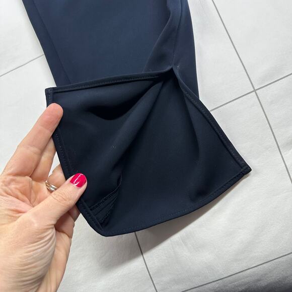 Akris Punto Pants Womens 12 Navy Blue Mike Split Hem Crepe Drawstring Minimalist - Picture 8 of 14